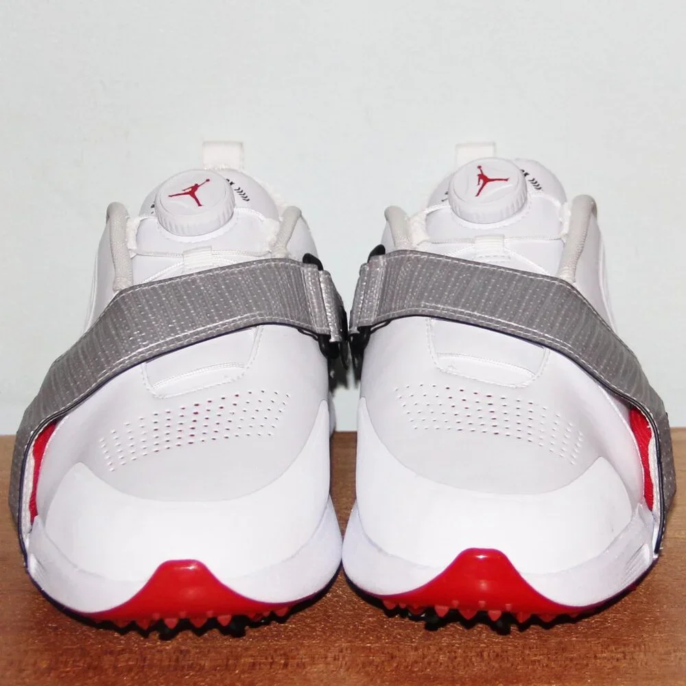Jordan Air Rev Golf Shoes Mens 7 Wide White Metallic Silver Red